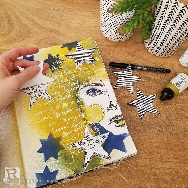 Star Peek-a-Boo Art Journal Page by Megan Whisner Quinlan