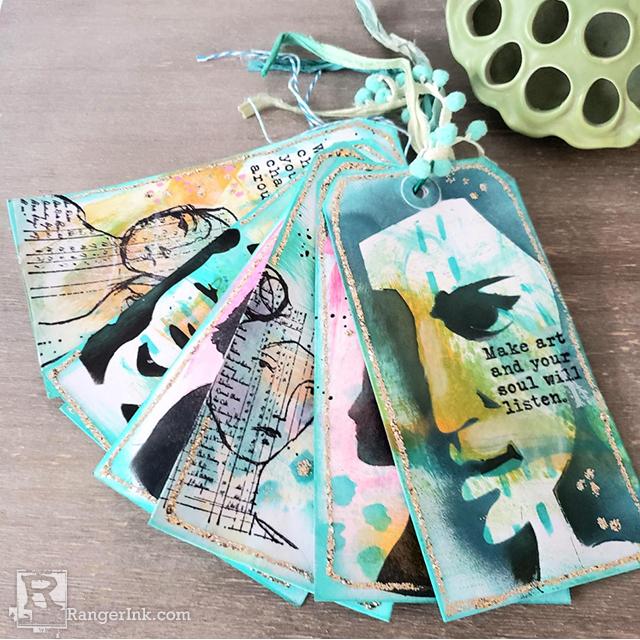 Dina Wakley MEdia Encouragement Tags by Megan Whisner Quinlan
