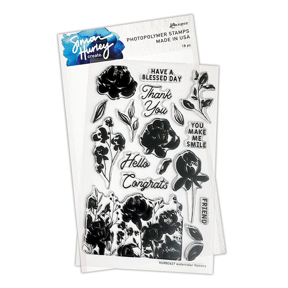 Simon Hurley create. Photopolymer Stamp Watercolor Flowers