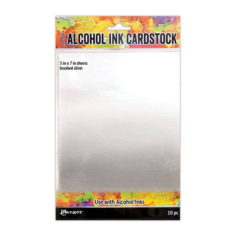 Tim Holtz® Alcohol Ink Cardstock Brushed Silver, 10pc SURFACES Alcohol Ink 