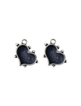 Hobnail Heart Antique Silver Small Bezels, 2 pcs. Bezels & Charms ICE Resin® 