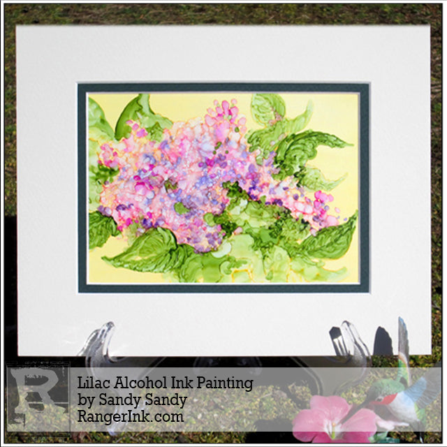 Lilac Alcohol Ink Painting by Sandy Sandy