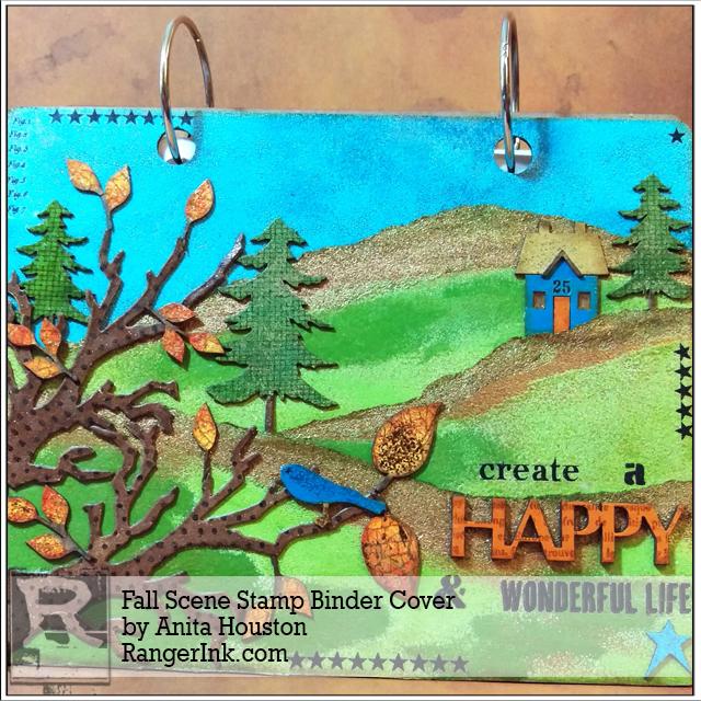 Fall Scene Stamp Binder Cover by Anita Houston