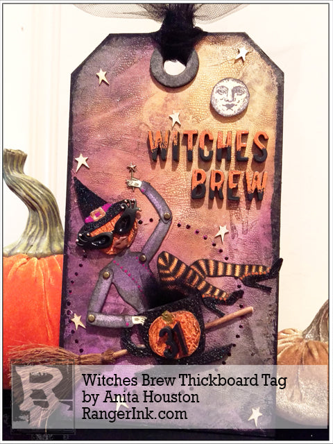 Witches Brew Thickboard Tag by Anita Houston