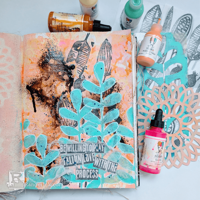 Dina Wakley Be Willing to Play Journal Page by Laura Dame