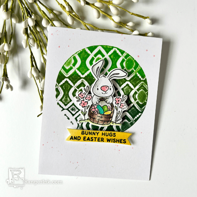 Simon Hurley create. Bunny Hugs Card by Cassie Trask