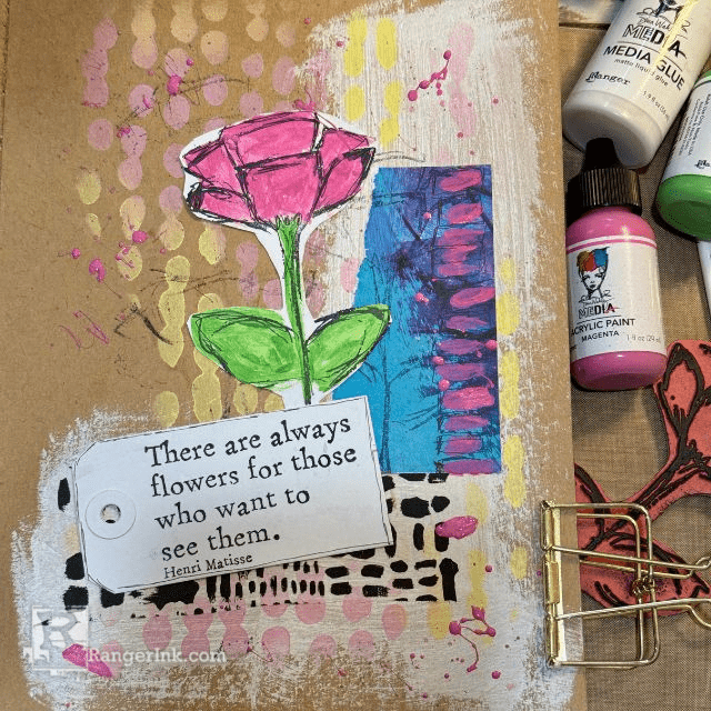 Dina Wakley Media Flower Pastel Journal Page by Doreen Dilger
