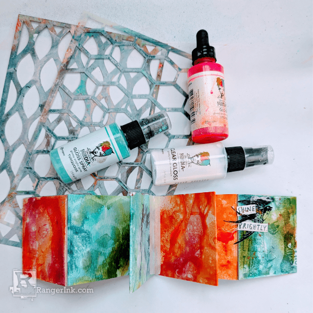 Colorful Accordion Book with Dina Wakley Glosses by Laura Dame