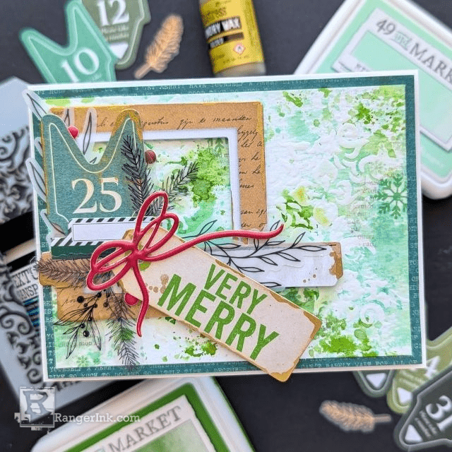 49 and Market Very Merry Mixed Media Card by Jessica Mikels