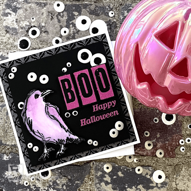 Enamel Accents Googly Eyes Halloween Card by Lauren Bergold