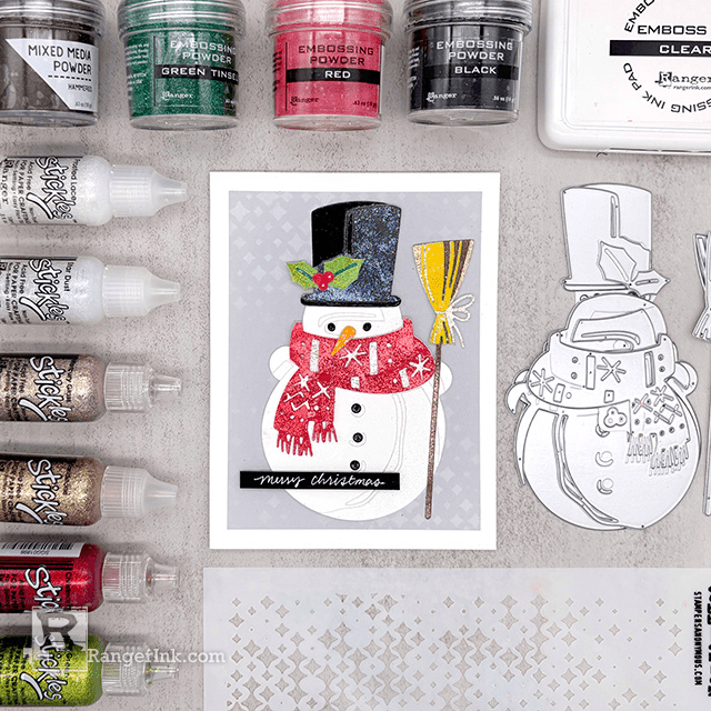 Stickles & Embossing Powder Christmas Card by Miriam Prantner