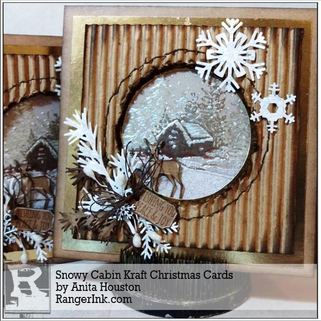 Snowy Cabin Kraft Christmas Cards by Anita Houston