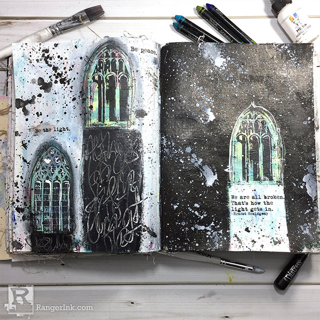 Be The Light Art Journal Page by Carisa Zglobicki