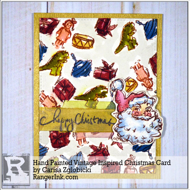 Hand Painted Vintage Inspired Christmas Card by Carisa Zglobicki
