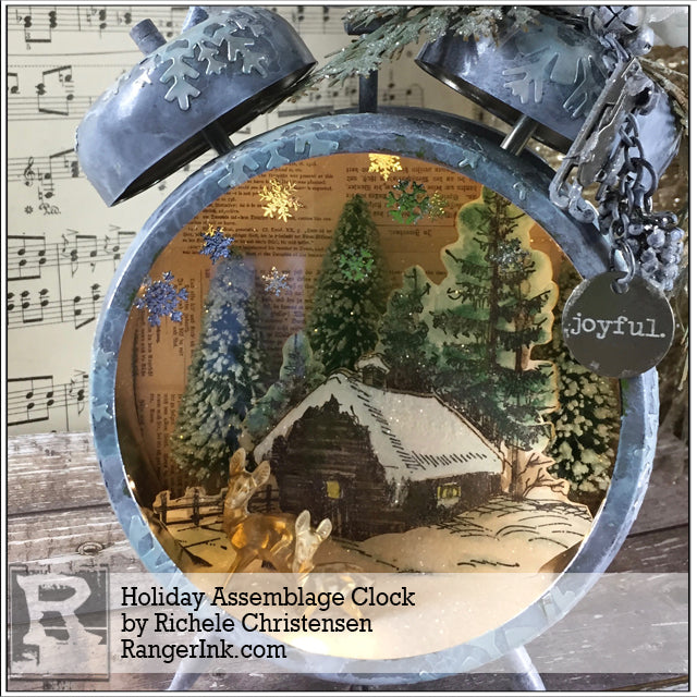 Holiday Assemblage Clock by Richele Christensen