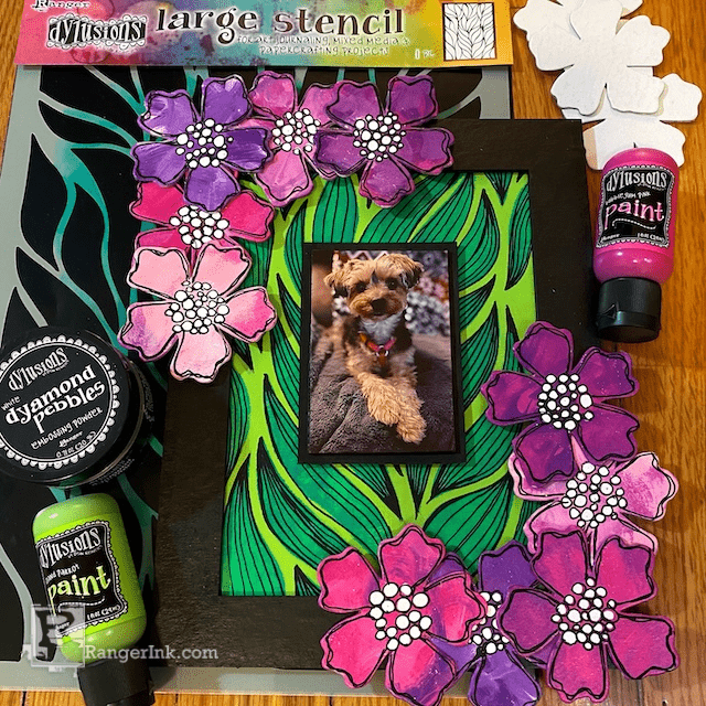 Dylusions Flowers and Fronds Picture Frame by Jess Peters