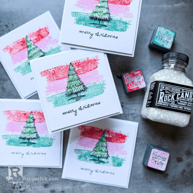 Distress Mini Oxide & Rock Candy Holiday Cards by Cheiron Brandon