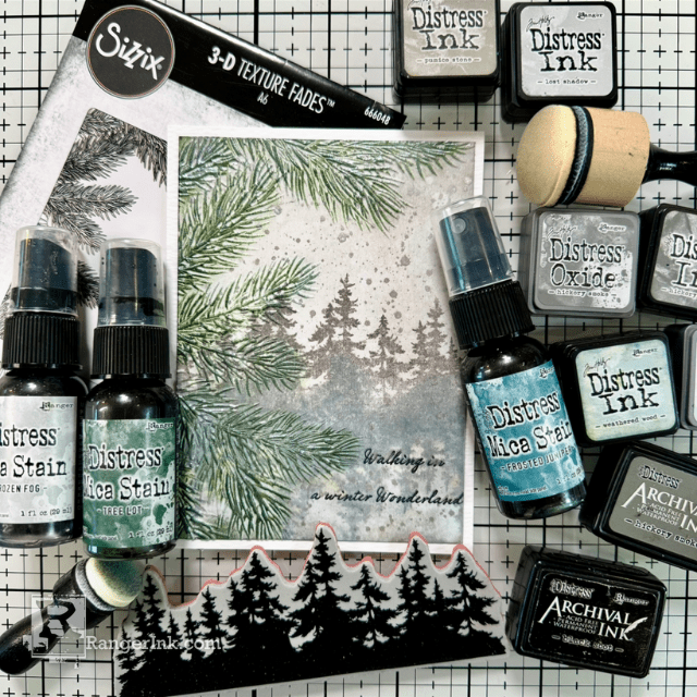 Tim Holtz Distress Winter Wonderland Card by Dominique Bennani