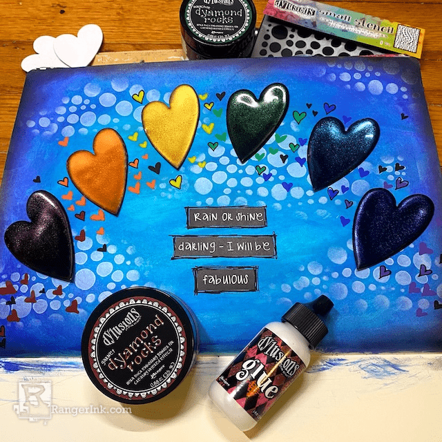 Dylusions Dyamond Rocks Rainbow Journal Page by Jess Peters