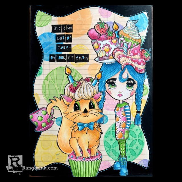 "My Cup of Care" Journal Page with Dylusions Pastel Paints by Miranda van den Bosch