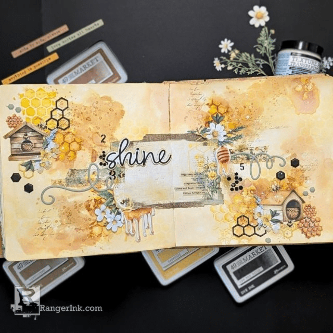 49 and Market Dye Ink Pads and Botanical Buzz Journal Spread by Jessica Mikels