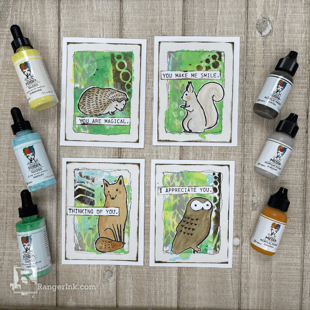 Dina Wakley Media Woodland Art Cards by Patti Behan