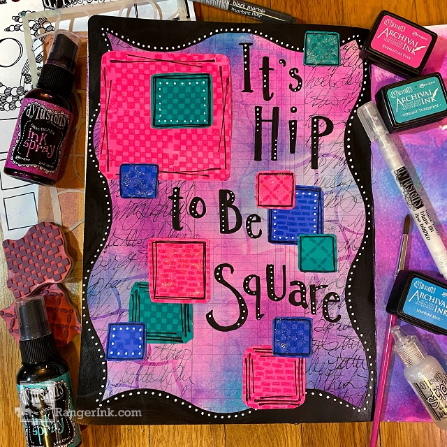 Dylusions It's Hip to Be Square Journal Page by Jess Peters