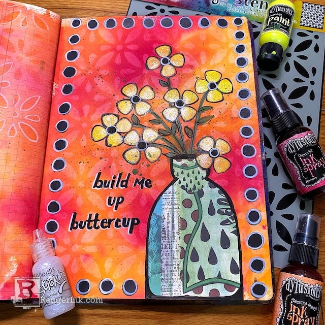 Dylusions Buttercup Bouquet Journal Page by Jess Peters