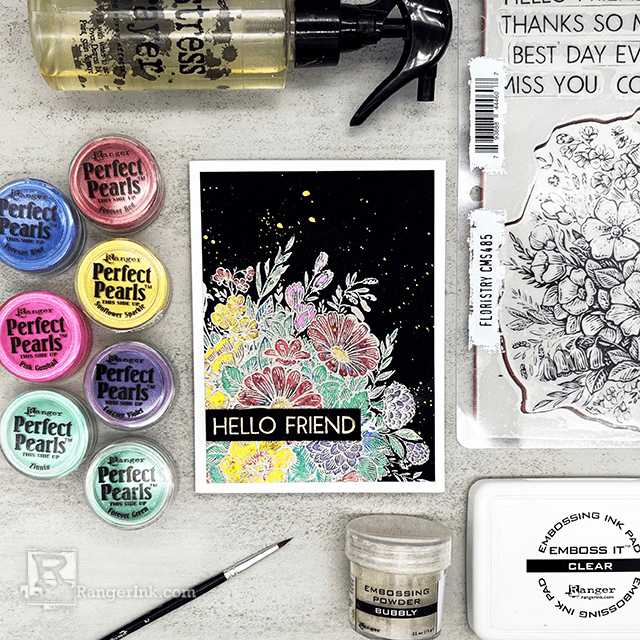 Perfect Pearls Hello Friend Card by Miriam Prantner