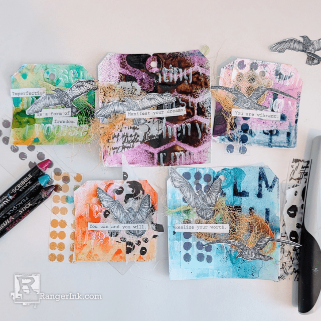 Using Dina Wakley Media Scribble Sticks to Make Fun Backgrounds by Laura Dame