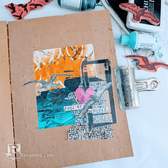 Dina Wakley Media 'Crisp Edges and Glossy Skies' Journal Page by Laura Dame