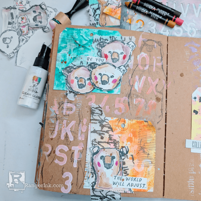 Dina Wakley Media Clear Gloss Bear Tags by Laura Dame