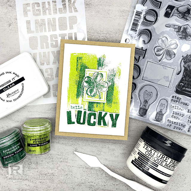 Tinsel Embossing Powder Lucky Card by Miriam Prantner