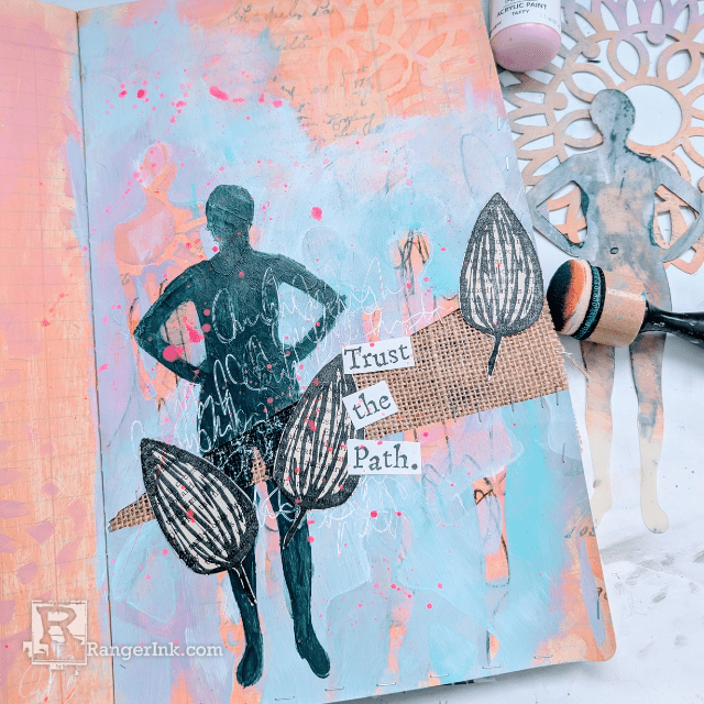 Dive into Texture and Color in the Dina Wakley Ledger Journal by Laura Dame