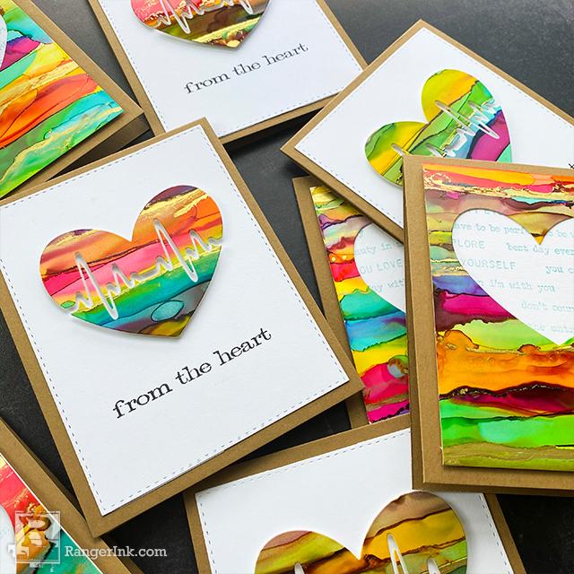 Alcohol Ink Hearts Card by Cheiron Brandon