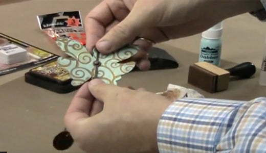 Altered Butterfly Pin with Adirondack® Paint Dabbers, Tim Holtz® Distress Ink and Perfect Pearls™