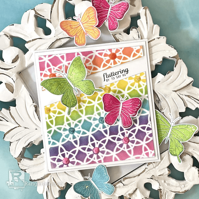 Archival Ink & Stickles Rainbow Card by Lauren Bergold