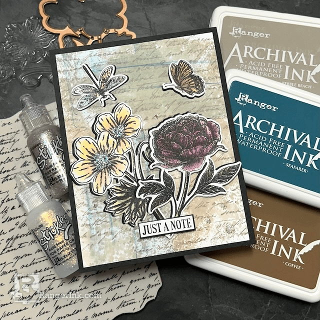 Archival Ink & Stickles Spring Card by Kimberly Boliver