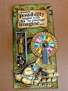 Collage Glue Stick Resist Bee In The Hand Tag by Candy Colwell