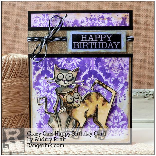 Crazy Cats Happy Birthday Card by Audrey Pettit