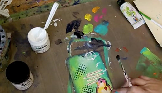 Dina Wakley Media Painted Tag