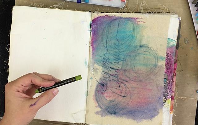 Dina Wakley Scribble Sticks on Canvas