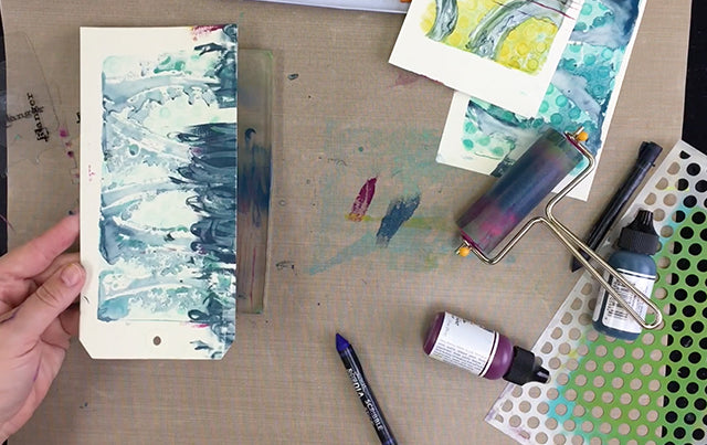 Dina Wakley Scribble Sticks on Gel Plates