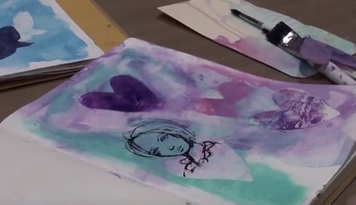 Dina Wakley demos her new Media line at Winter CHA 2014