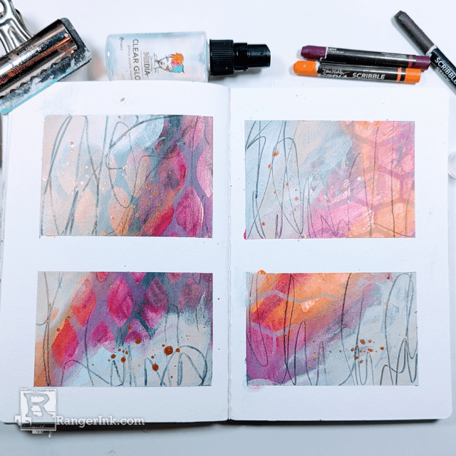 Dina Wakley Media Abstract Grids with Clear Gloss by Laura Dame