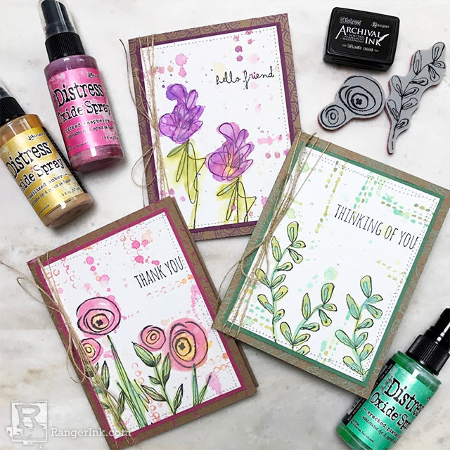 Tim Holtz Distress® Oxide® Sprays Mixed Media Cards by Richele Christensen Beauty Shot
