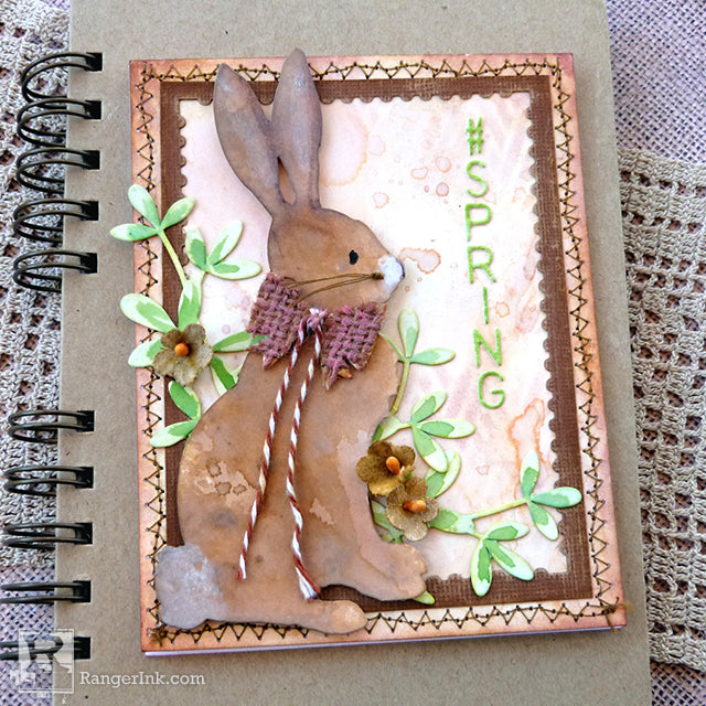 #Spring Rabbit Distress Card by Audrey Pettit