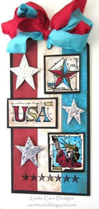 Distress Crackle Paint Stars and Stripes Tag