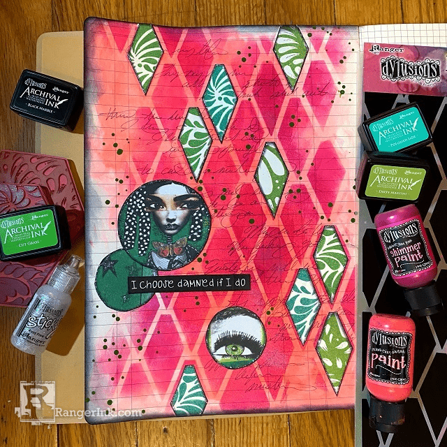 Dylusions Archival Ink Damned If I Do Journal Page by Jess Peters