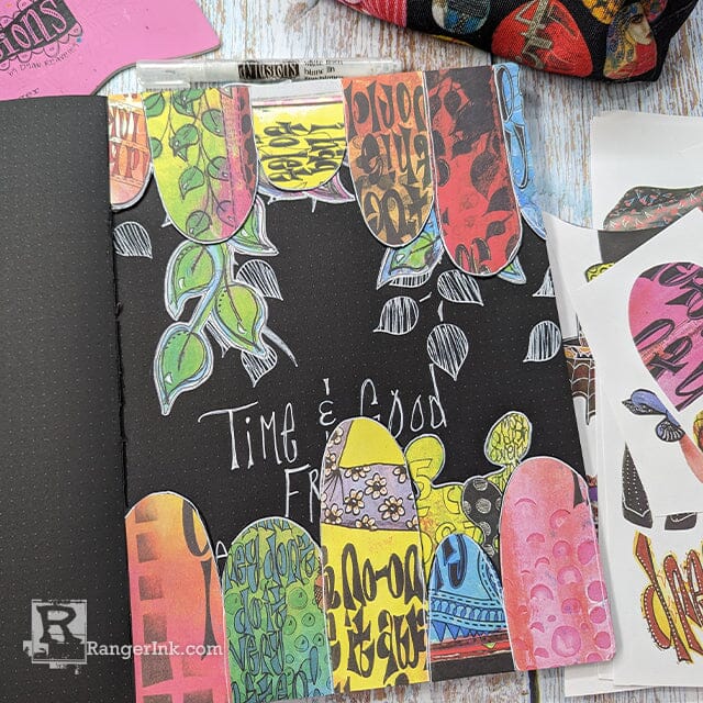 Dylusions Time & Good Friends Journal Page by Denise Lush